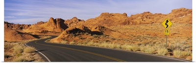 Empty road running through a landscape, Valley of Fire State Park, Nevada