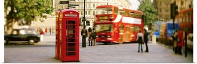 England, London, Trafalgar Square, phone box