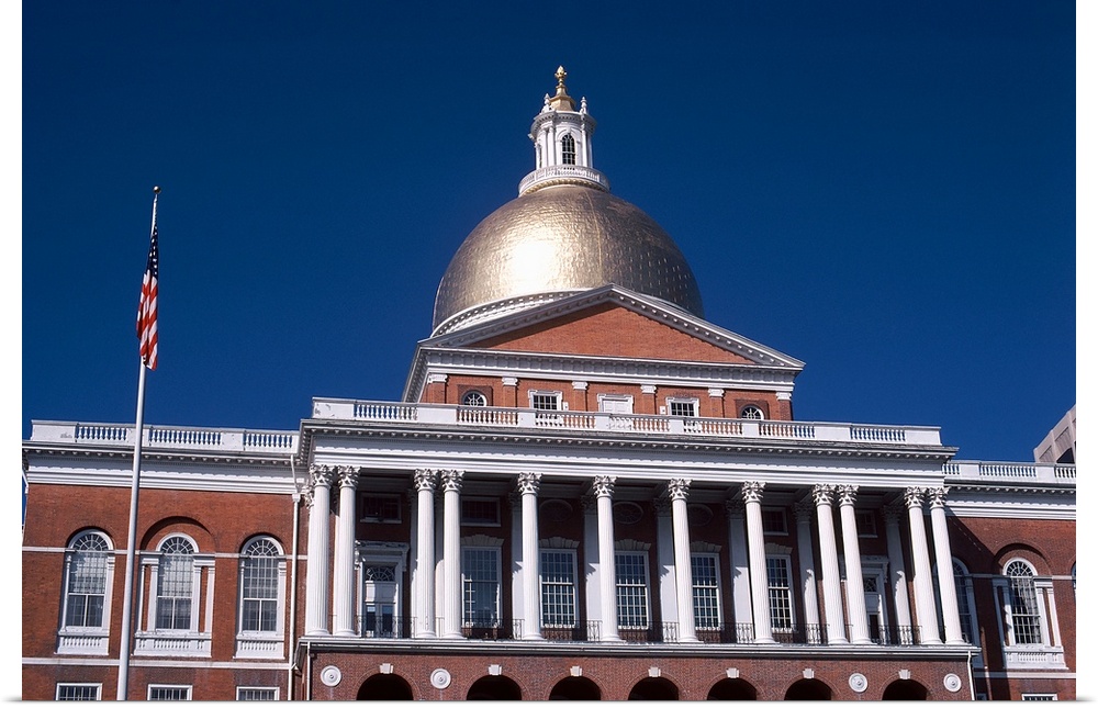 Facade of a government building, Massachusetts State Capitol, Boston, Suffolk County, Massachusetts,