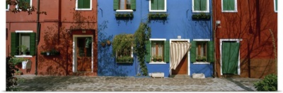 Facade of houses, Burano, Veneto, Italy