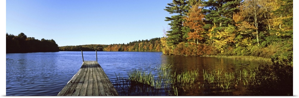Fall colors along a New England lake, Goshen, Hampshire County, Massachusetts