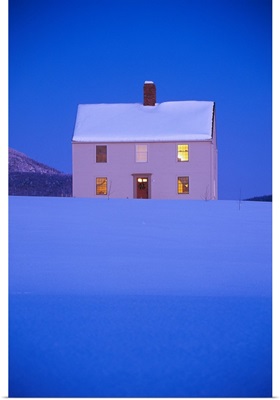 Farmhouse in Snow Covered Field Lyndonville VT
