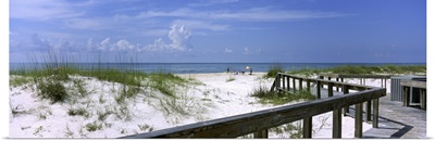 Florida, Gulf of Mexico, St. George Island State Park, Footbridge on a beach