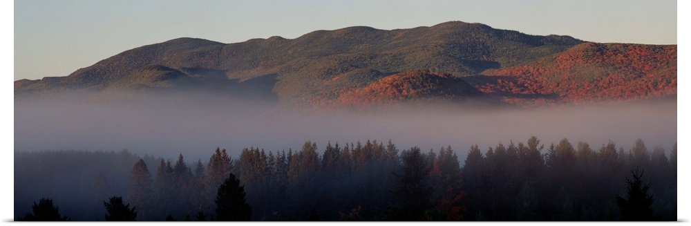 Fog over a landscape, Sawtooth Mountains, Lake Placid, New York