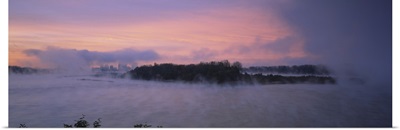 Fog over river at dawn, Ohio River, Louisville, Kentucky