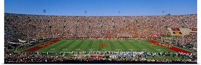 Football stadium full of spectators, Los Angeles Memorial Coliseum, City of Los Angeles, California