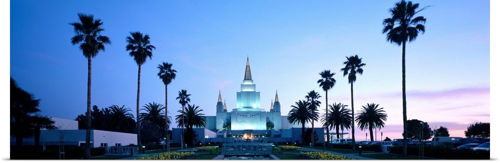 Formal garden in front of a temple, Oakland Temple, Oakland, Alameda County, California, USA