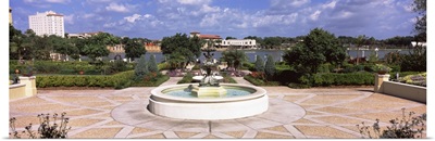 Fountain in a garden, Hollis Garden, Lake Mirror, Lakeland, Florida