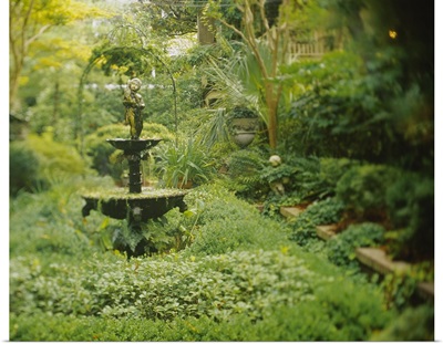 Fountain in a garden, Secret Garden, Savannah, Georgia