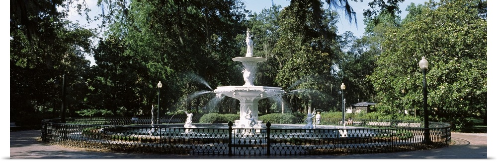 Fountain in a park, Forsyth Park, Savannah, Chatham County, Georgia,