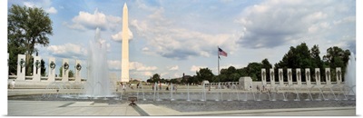 Fountains at a memorial, National World War II Memorial, Washington Monument, Washington DC