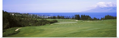 Golf course at the oceanside, Kapalua Golf course, Maui, Hawaii