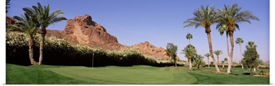 Golf course near rock formations, Paradise Valley, Maricopa County, Arizona