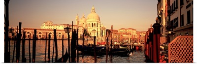 Gondolas in a canal, Venice, Italy