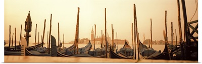 Gondolas moored at a harbor, San Marco Giardinetti, Venice, Italy