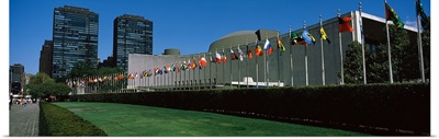 Government building in a city, United Nations Building, Central Park, Manhattan, New York City, New York State,