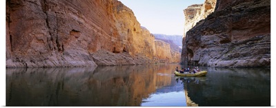 Group of people rowing an inflatable raft in a river, Colorado River, Grand Canyon National Park, Arizona