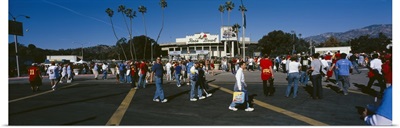 Group of people walking outside a stadium, Rose Bowl Stadium, Pasadena, Los Angeles County, California