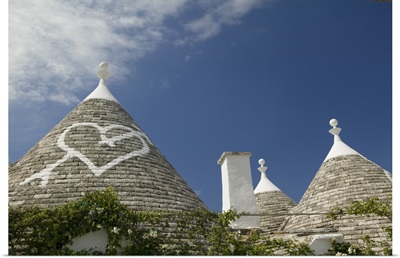 Heart sign on the roof of a house, Trulli House, Alberobello, Apulia, Italy
