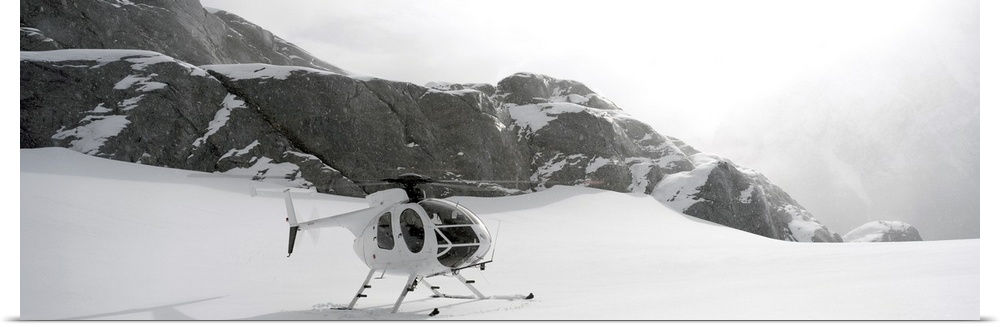 Helicopter on a glacier Milford Sound Fjordland National Park South Island New Zealand