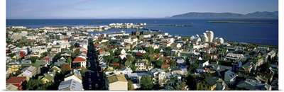 High angle view of a city, Reykjavik, Iceland