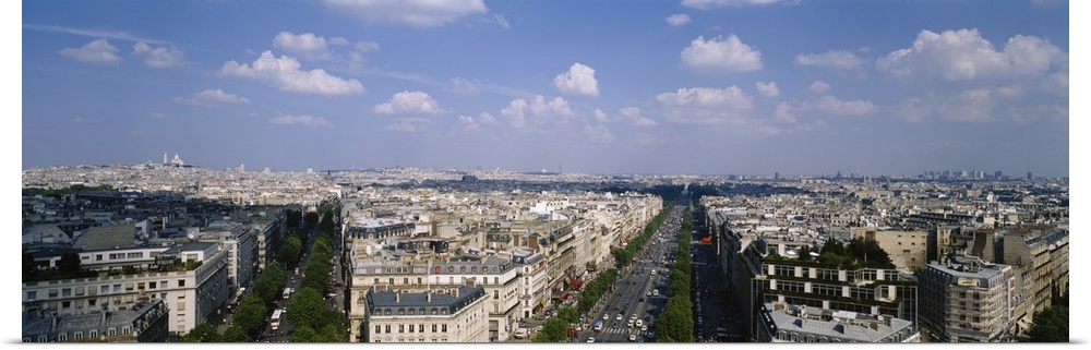 High angle view of a cityscape, Arc De Triomphe, Paris, France