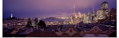 High angle view of a cityscape from Nob Hill, San Francisco, California,