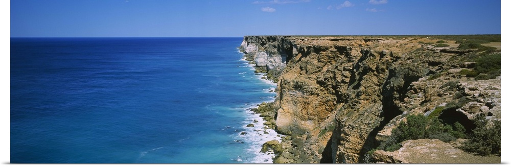 High angle view of a coastline, Bunda Cliffs, Nullarbor Plain, Australia