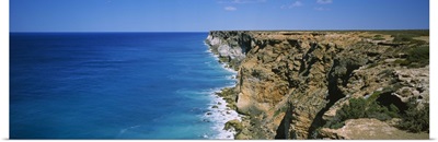 High angle view of a coastline, Bunda Cliffs, Nullarbor Plain, Australia