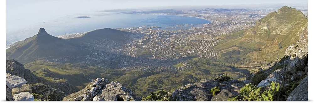 High angle view of a coastline, Table Mountain, Cape town, South Africa