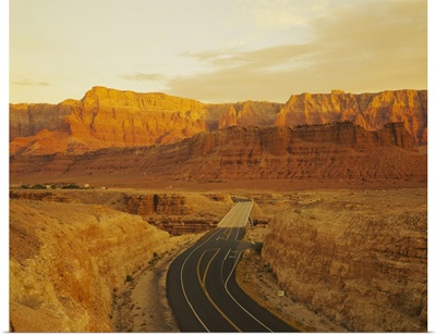 High angle view of a highway passing through a mountain range, Marble Canyon, U.S. Route 89, Vermilion Cliffs, Coconino County, Arizona