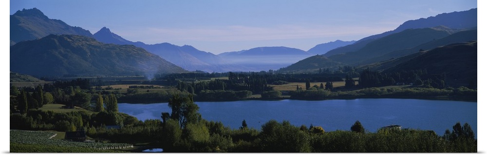 High angle view of a lake, Lake Hayes, Mt Richardson, South Island New Zealand, New Zealand