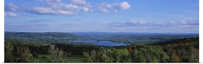 High angle view of a lake, Lamoka Lake, Waneta Lake, Finger Lakes, New York State