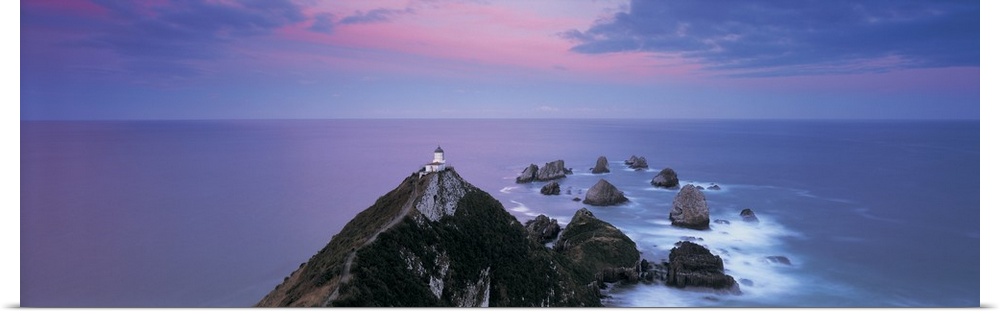 High angle view of a lighthouse, Nugget Point, The Catlins, South Island New Zealand, New Zealand