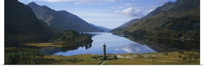 High angle view of a monument near a lake, Glenfinnan Monument, Loch Shiel, Highlands Region, Scotland