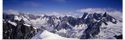 High angle view of a mountain range, Mt Blanc, The Alps, France