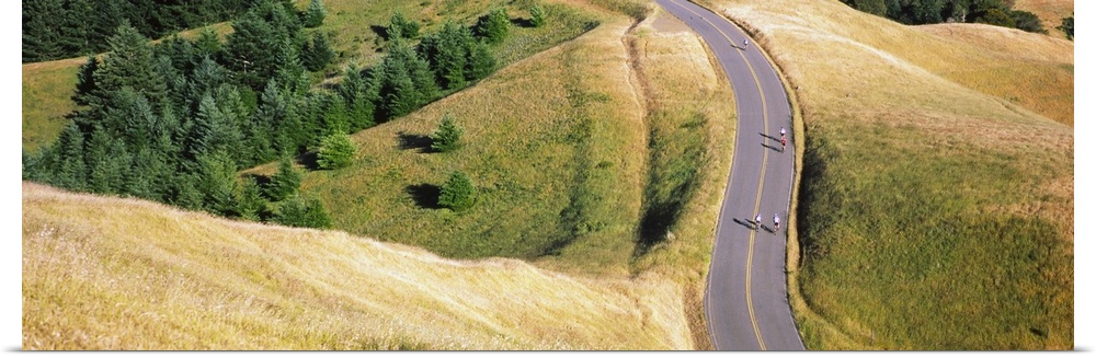 High angle view of a road running through a landscape, Mt Tamalpais, California