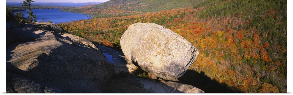 High angle view of a rock, Bubble Rock, Bubble Mountain, Acadia National Park, Maine
