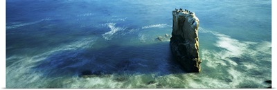 High angle view of a rock formation in the sea, Santa Cruz, California