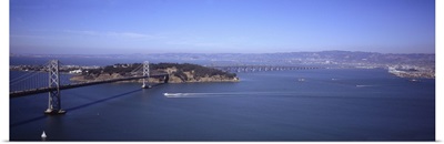 High angle view of a suspension bridge, Bay Bridge, San Francisco, California