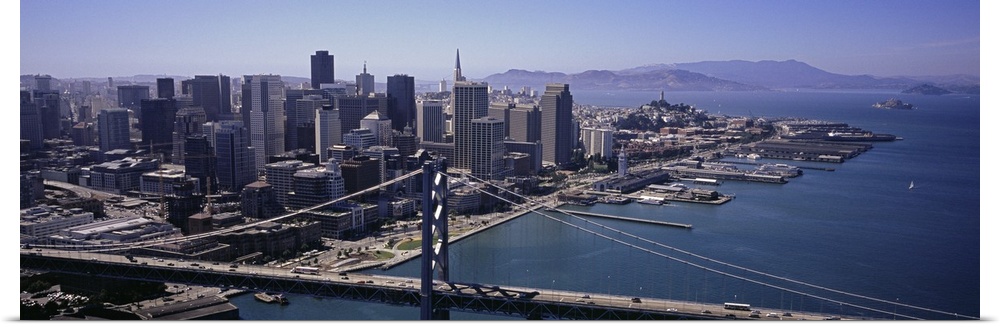 High angle view of a suspension bridge, Bay Bridge, San Francisco, California