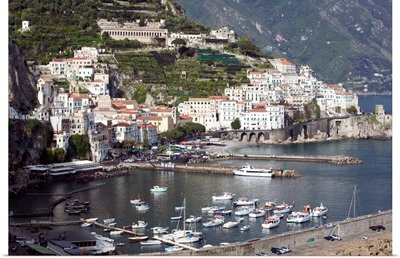 High angle view of a town, Amalfi Coast, Campania, Italy