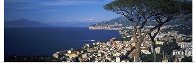 High angle view of a town at a coast, Sorrento, Campania, Italy
