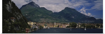 High angle view of a town at the waterfront, Riva Del Garda, Italy