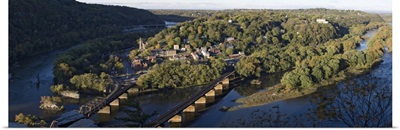 High angle view of a town Harpers Ferry Jefferson County West Virginia