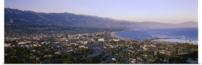 High angle view of a town, Highway 101, Santa Ynez, Santa Barbara, California