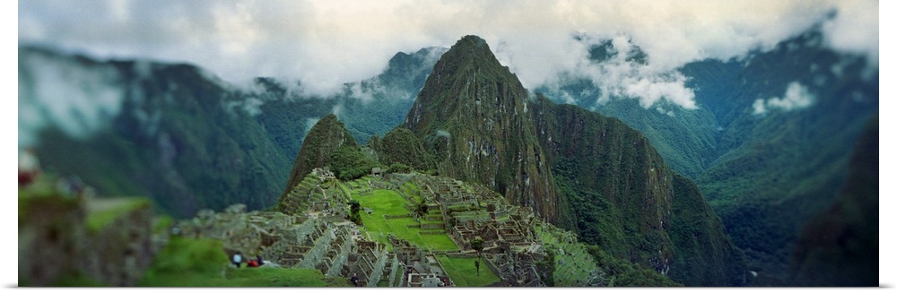 High angle view of an archaeological site Inca Ruins Machu Picchu Cusco Region Peru
