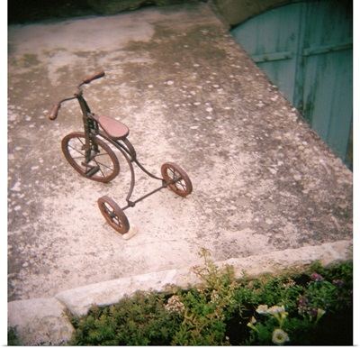 High angle view of antique tricycle, Provence, France