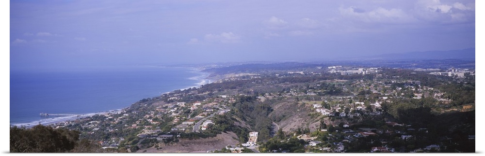 High angle view of buildings on a hill, La Jolla, Pacific Ocean, San Diego, California