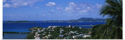 High angle view of buildings on an island, St. Thomas, Pillsbury Sound, US Virgin Islands
